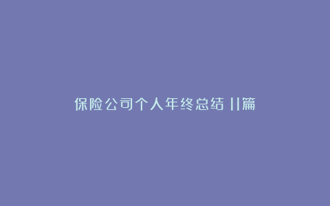 保险公司个人年终总结（11篇）