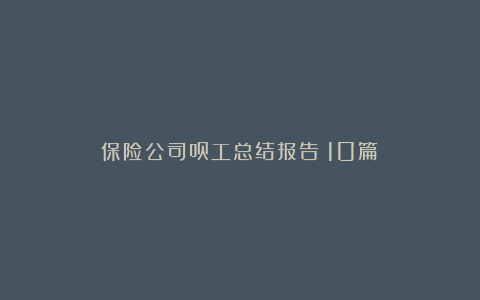 保险公司员工总结报告（10篇）