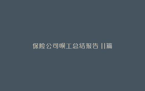 保险公司员工总结报告（11篇）