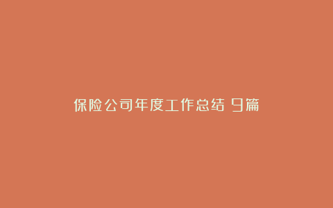 保险公司年度工作总结（9篇）