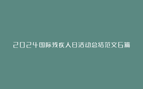 2024国际残疾人日活动总结范文6篇