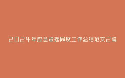 2024年应急管理局度工作总结范文2篇