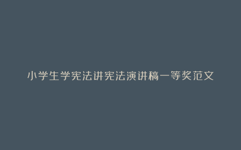 小学生学宪法讲宪法演讲稿一等奖范文