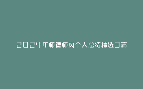 2024年师德师风个人总结精选3篇