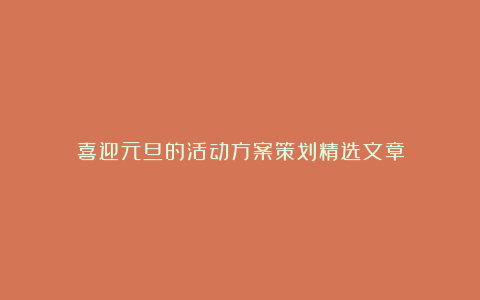 喜迎元旦的活动方案策划精选文章