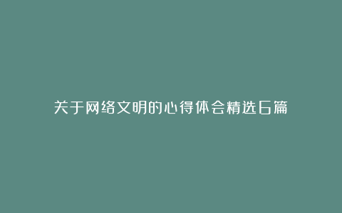 关于网络文明的心得体会精选6篇