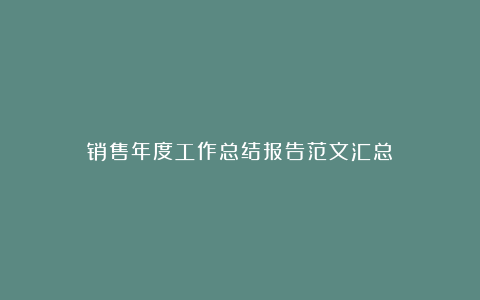 销售年度工作总结报告范文汇总