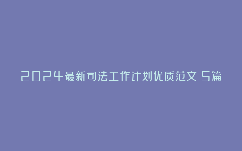 2024最新司法工作计划优质范文（5篇）