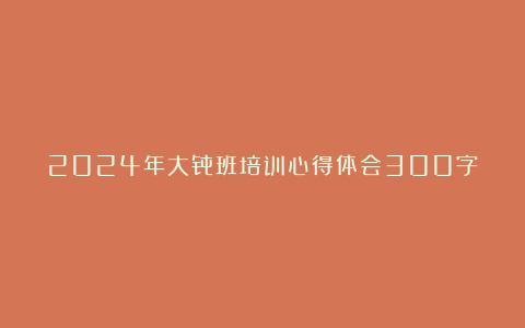 2024年大骨班培训心得体会300字（精选12篇）