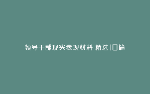 领导干部现实表现材料（精选10篇）