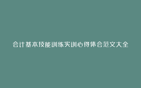 会计基本技能训练实训心得体会范文大全