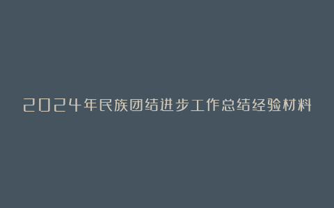 2024年民族团结进步工作总结经验材料范文4篇