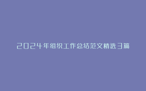 2024年组织工作总结范文精选3篇