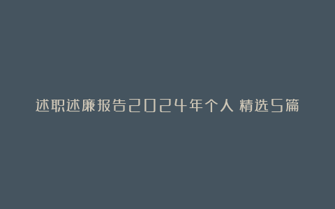 述职述廉报告2024年个人（精选5篇）