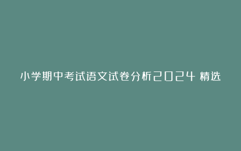 小学期中考试语文试卷分析2024（精选6篇）