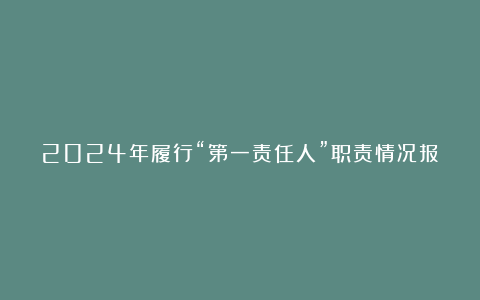 2024年履行“第一责任人”职责情况报告3篇