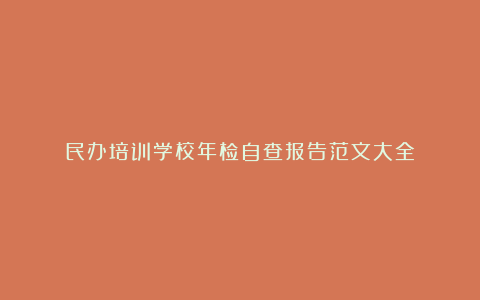 民办培训学校年检自查报告范文大全