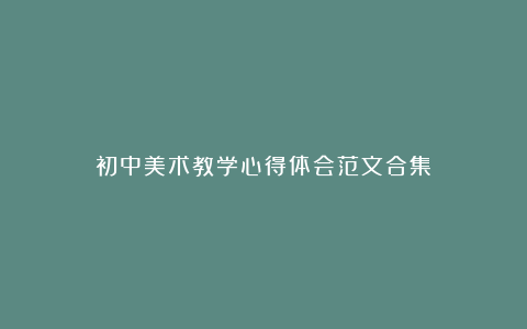 初中美术教学心得体会范文合集