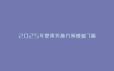 2025年整体实施方案模版7篇