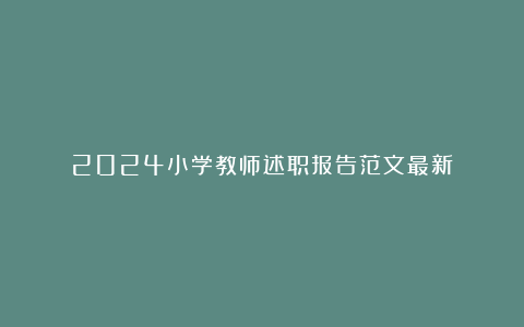 2024小学教师述职报告范文最新