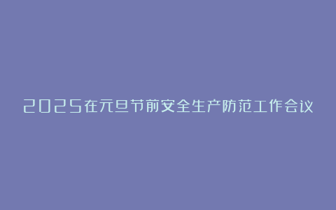 2025在元旦节前安全生产防范工作会议上的讲话范文