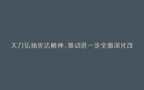 大力弘扬宪法精神，推动进一步全面深化改革学习心得