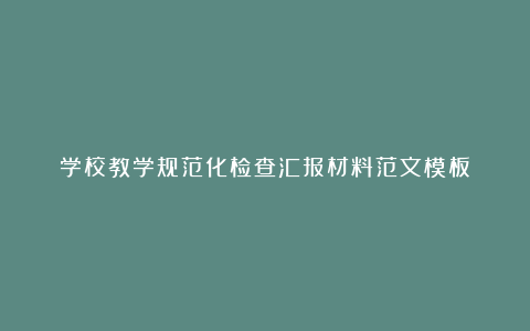 学校教学规范化检查汇报材料范文模板