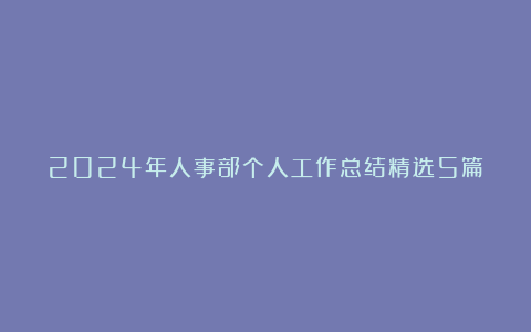 2024年人事部个人工作总结精选5篇