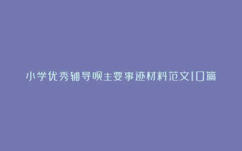 小学优秀辅导员主要事迹材料范文10篇