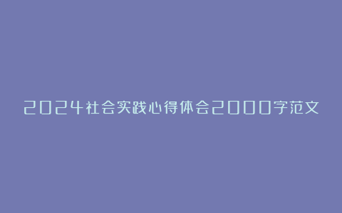 2024社会实践心得体会2000字范文3篇