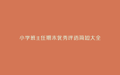 小学班主任期末优秀评语简短大全