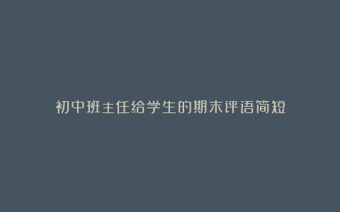 初中班主任给学生的期末评语简短