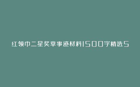 红领巾二星奖章事迹材料1500字精选5篇