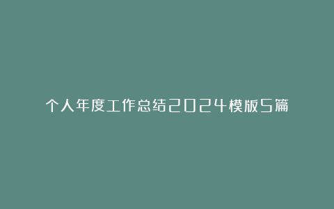 个人年度工作总结2024模版5篇