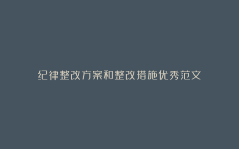 纪律整改方案和整改措施优秀范文