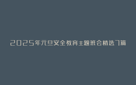 2025年元旦安全教育主题班会精选7篇