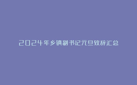 2024年乡镇副书记元旦致辞汇总