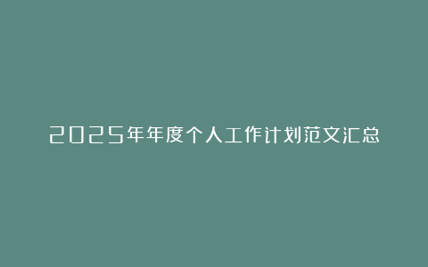 2025年年度个人工作计划范文汇总