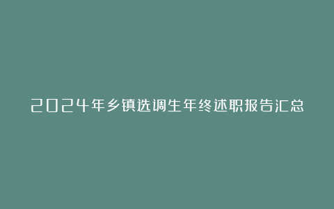 2024年乡镇选调生年终述职报告汇总