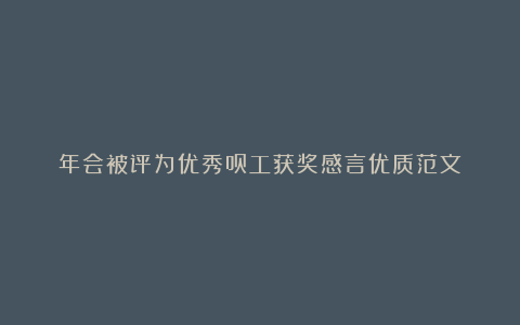 年会被评为优秀员工获奖感言优质范文