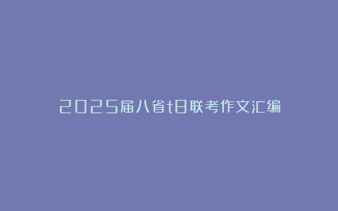 2025届八省t8联考作文汇编