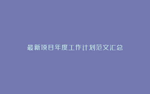 最新项目年度工作计划范文汇总