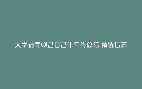 大学辅导员2024年终总结（精选6篇）