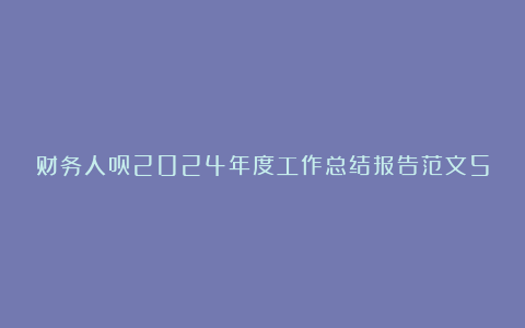 财务人员2024年度工作总结报告范文5篇