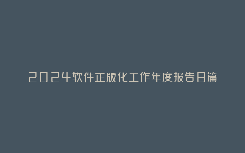 2024软件正版化工作年度报告8篇