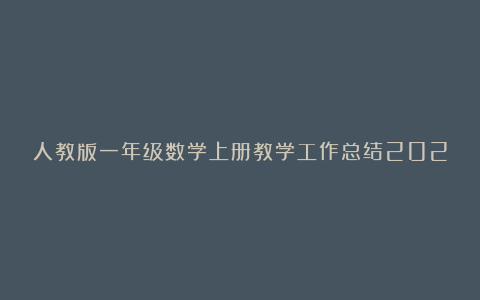 人教版一年级数学上册教学工作总结2024年汇总