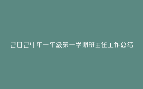 2024年一年级第一学期班主任工作总结5篇