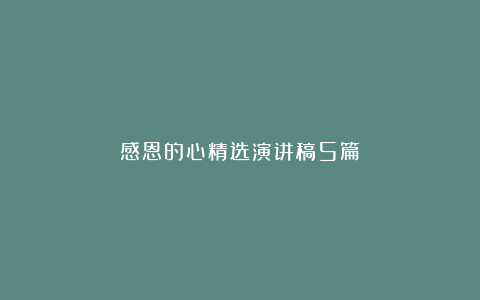 感恩的心精选演讲稿5篇